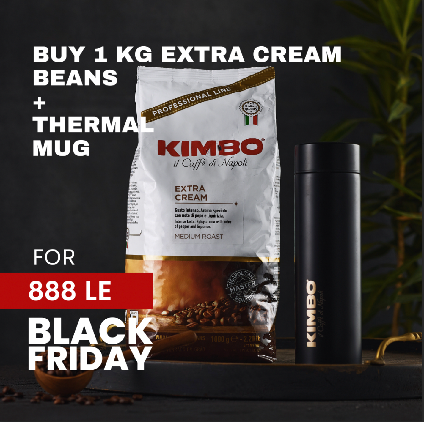 1 KG Extra Cream Beans + Thermal Mug